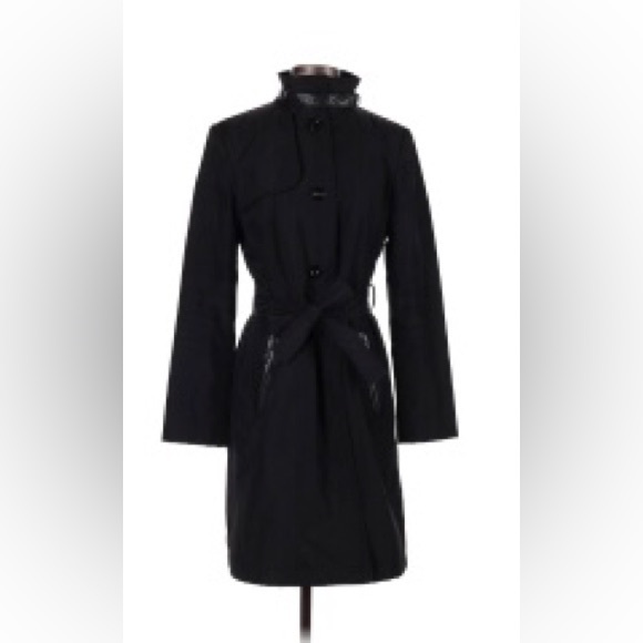Kenneth Cole Reaction Jackets & Blazers - Kenneth Cole Reaction black trench coat - waterproof w/ genuine leather trim